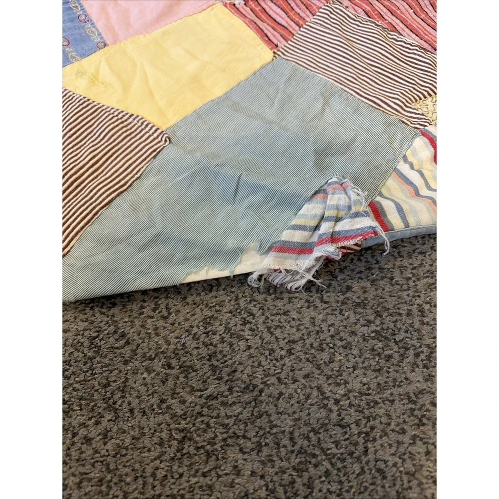 Vintage Handmade Crazy Quilt Patchwork Scrap 75x70
